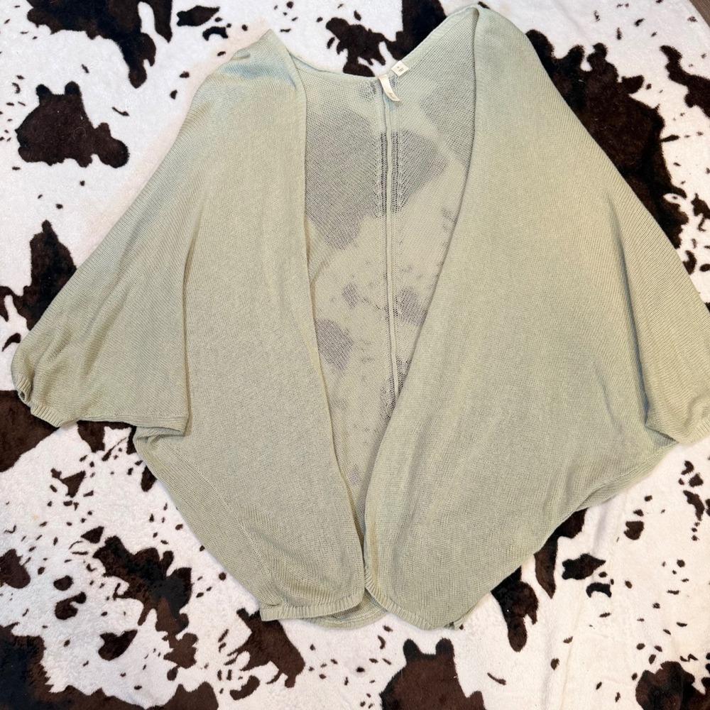 Frenchi Cardigan Women Small Sage Green Batwing Sleeve Open Front Boho Knit
